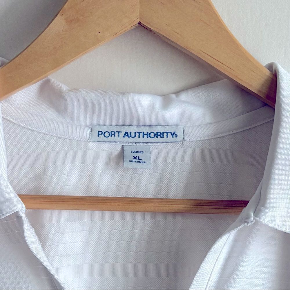 Port Authority White Pullover Open V-neck Top Size XL 8 0356 - Picture 2 of 5